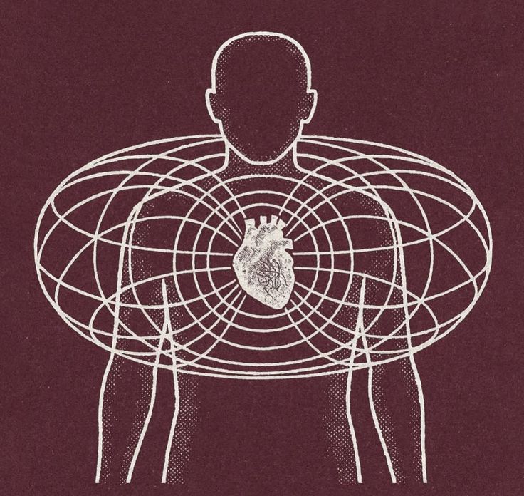 Figure with a heart radiating a field